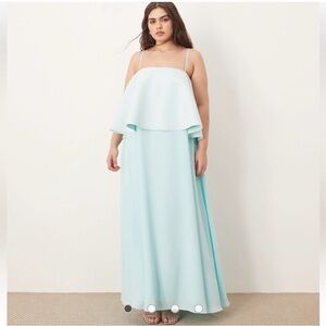 ARRANGE Curve strappy layered volume maxi dress in light blue